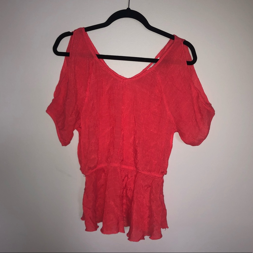 Orange/Red Cold Shoulder Top